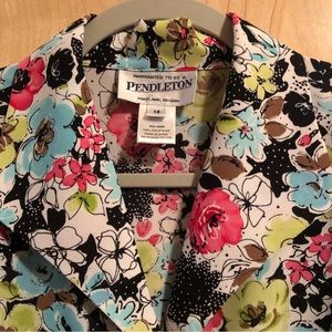 Vintage floral Pendleton buttondown top flower power cottagecore